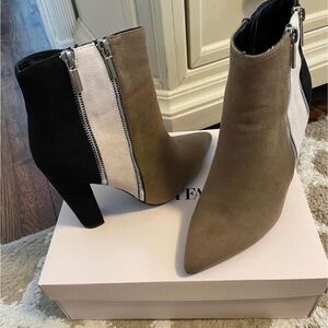 Elegant Women's Ankle Boots - Black, White, and Tan